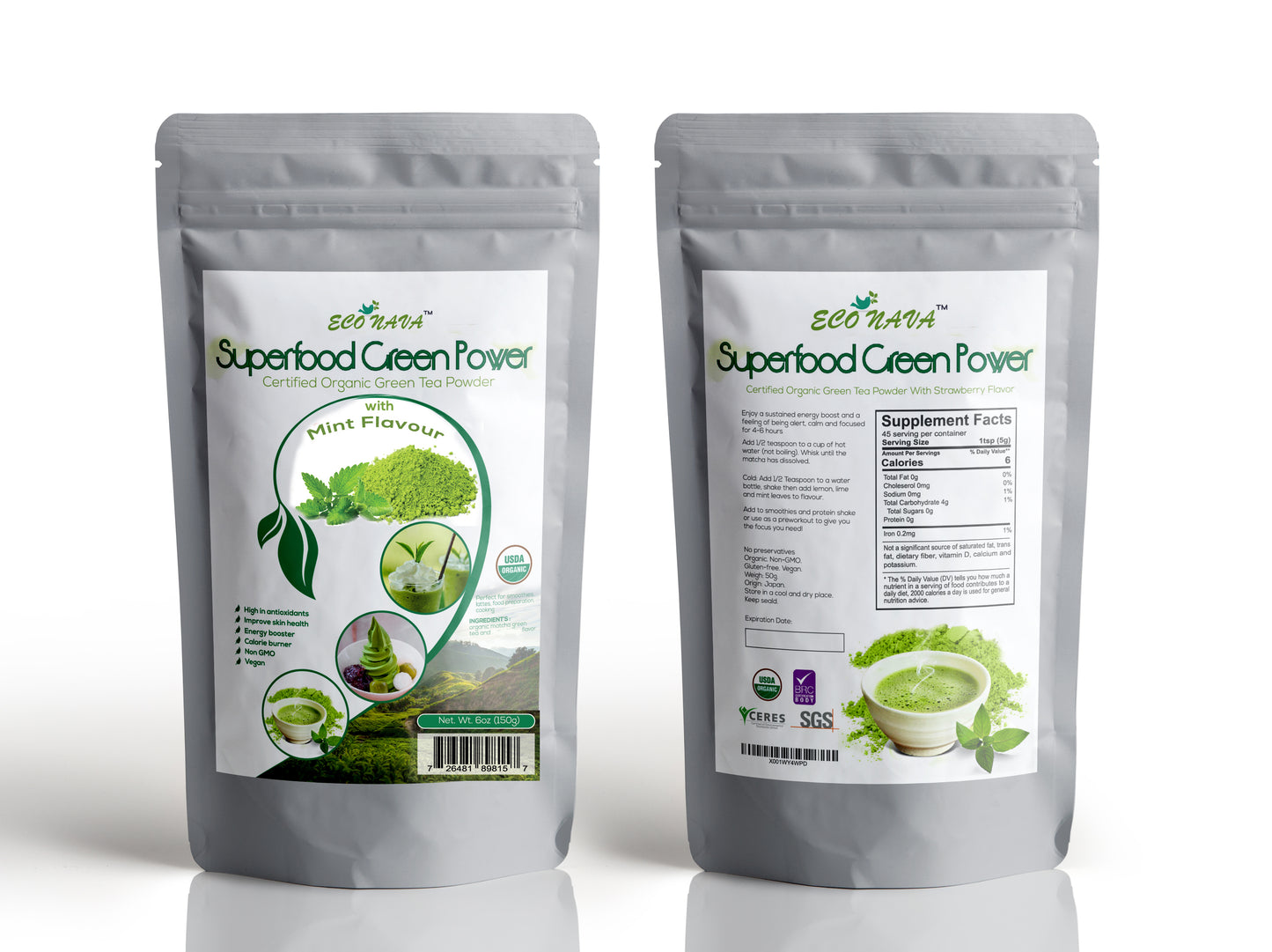 Econava Mint Flavor Matcha Powder 50g