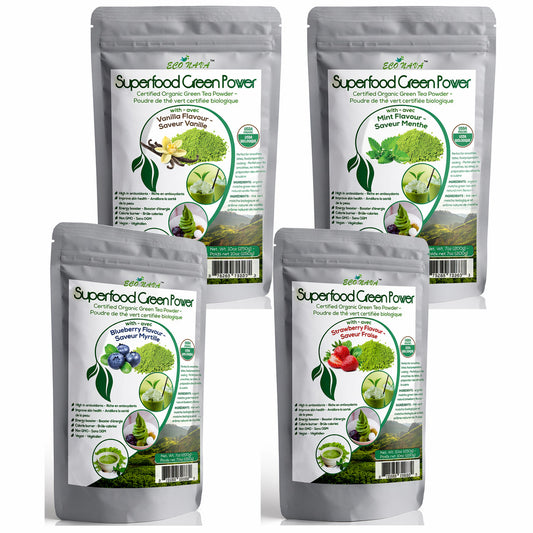 4 Flavors Matcha Powder Bundle 200g Each Premium Grade (Strawberry, Vanilla, Mint, Blueberry)