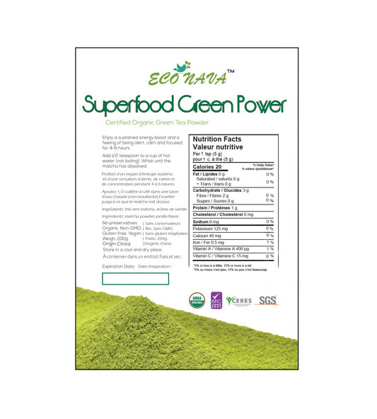 Econava Vanilla Flavor Matcha Green Tea Powder Premium blend 250g