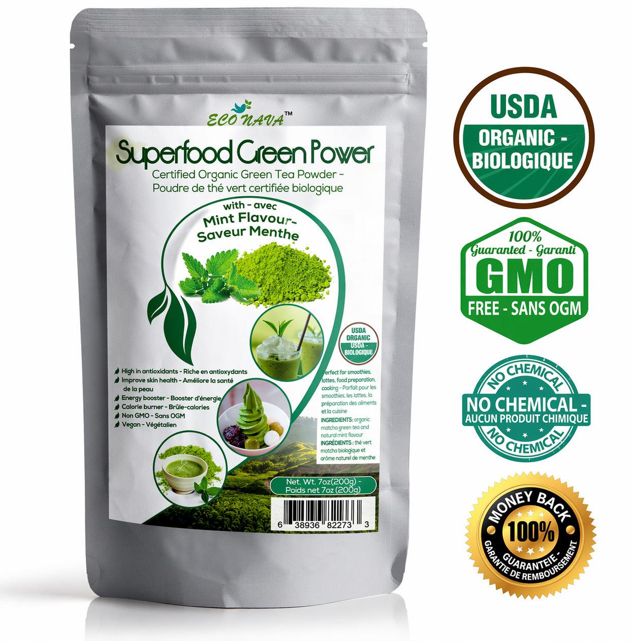 Econava Mint Flavor Matcha Powder 200g