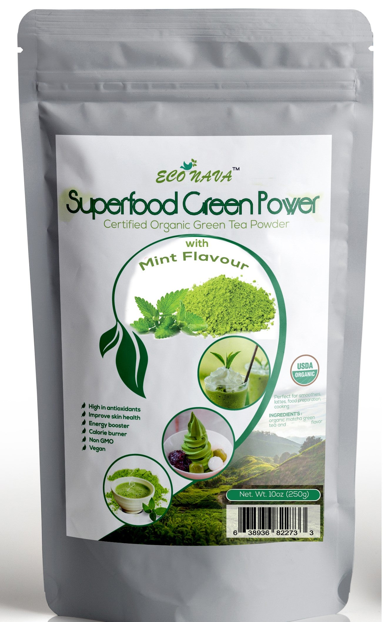 Econava Mint Flavor Matcha Powder 50g