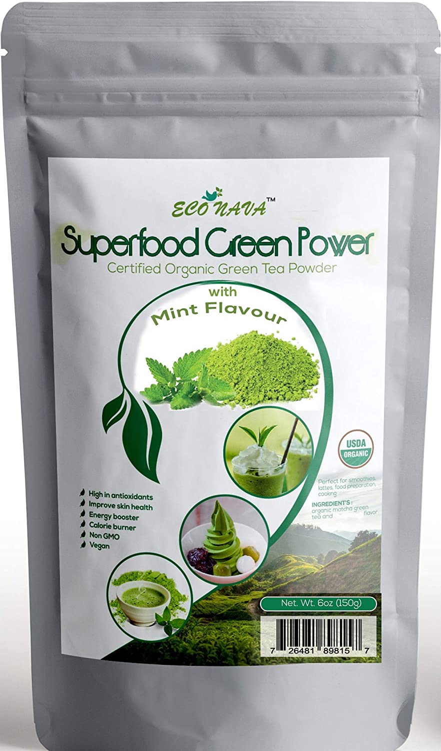 Econava Mint Flavor Matcha Powder 50g