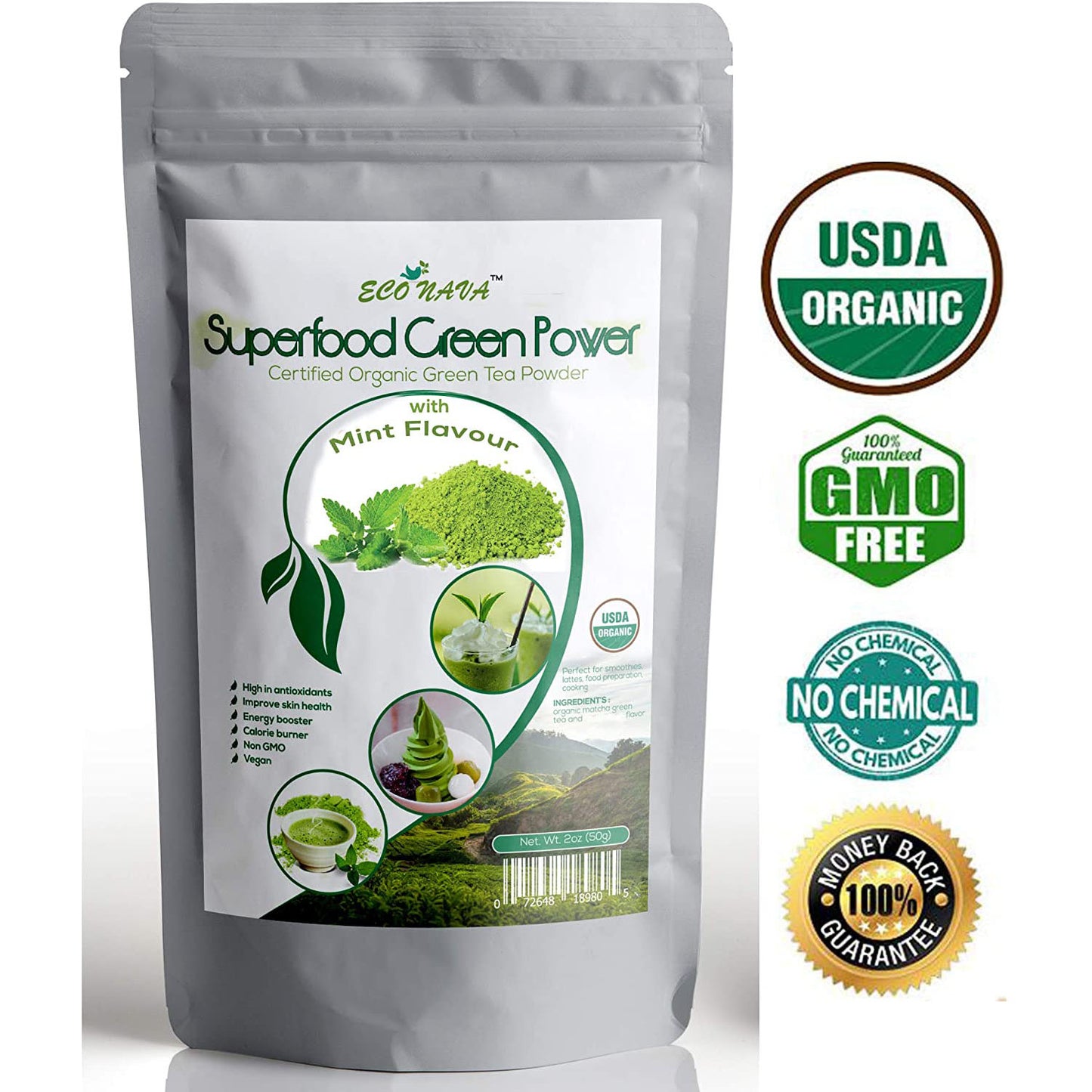 Econava Mint Flavor Matcha Powder 50g