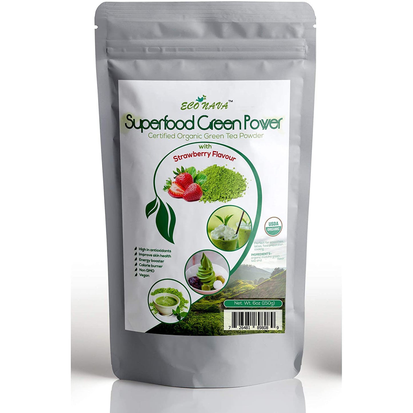 Econava Strawberry Flavor Matcha Powder 50g